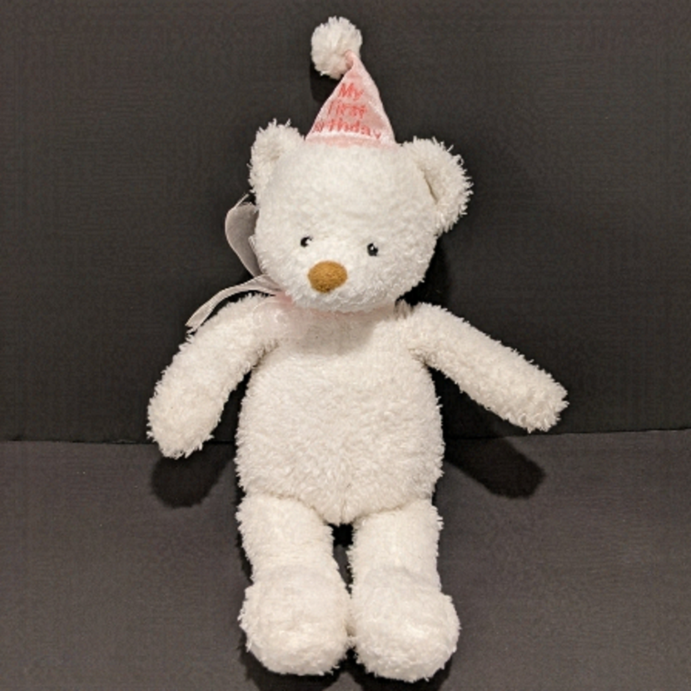 2/$20 Baby Gund My First Birthday Bear 19” White